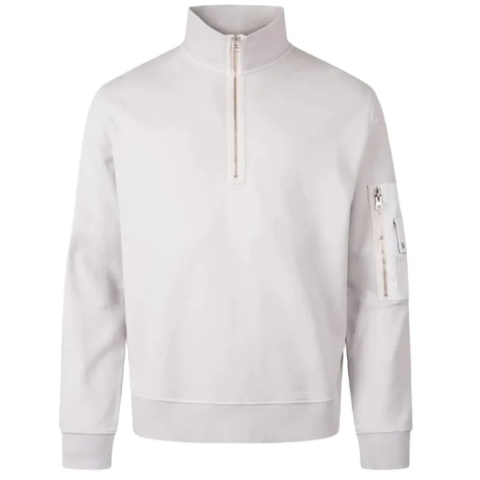 Sudadera de Forro Polar Diagonal Teñida en Prenda con Cremallera Media