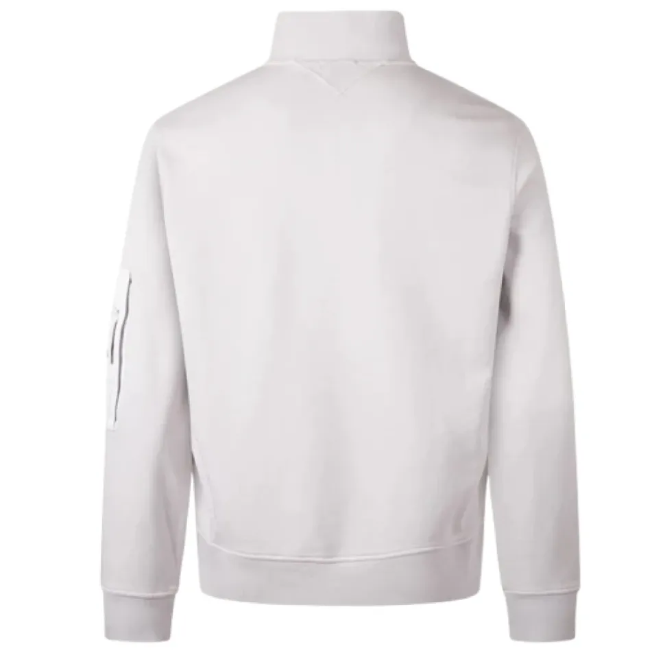 Sudadera de Forro Polar Diagonal Teñida en Prenda con Cremallera Media