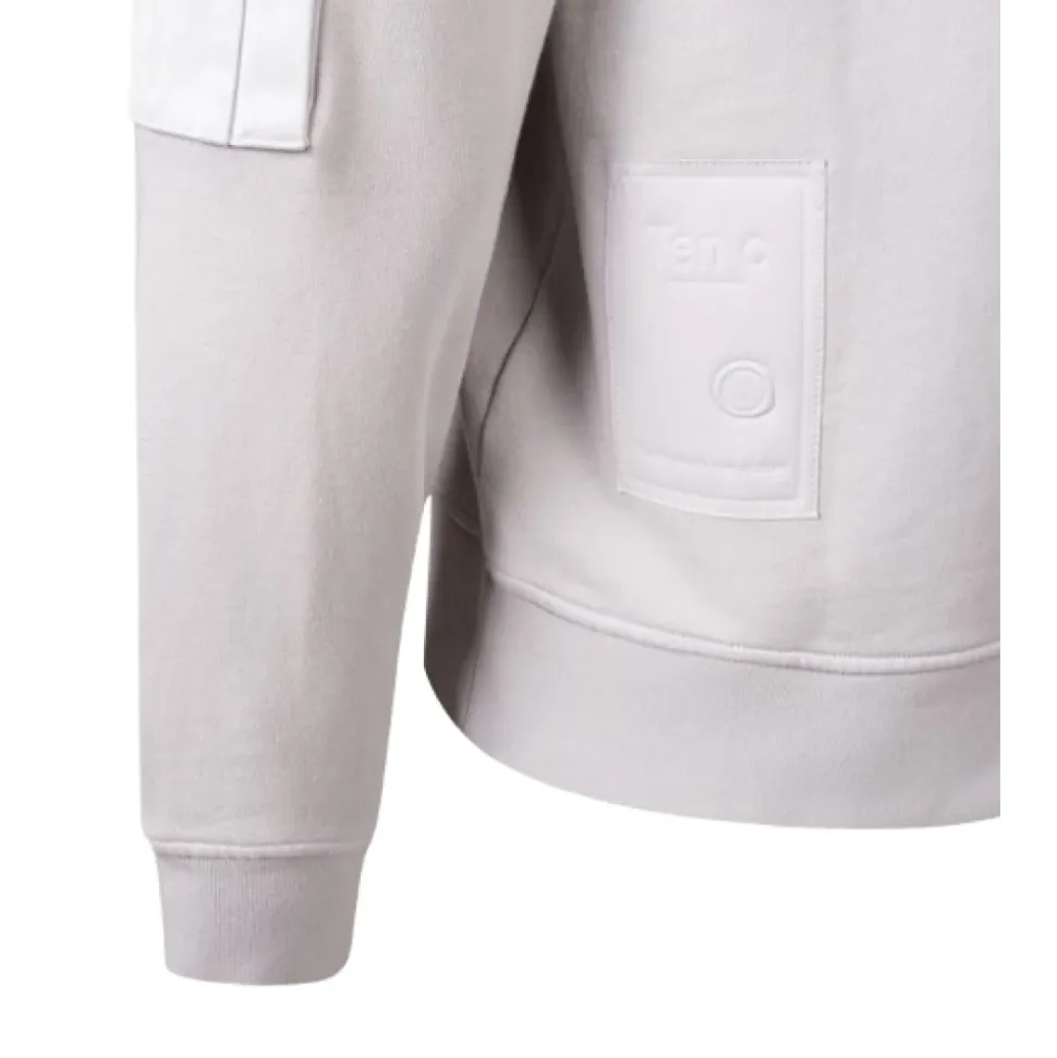 Sudadera de Forro Polar Diagonal Teñida en Prenda con Cremallera Media