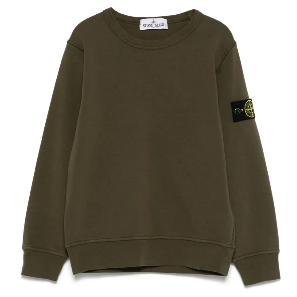 Sudadera Verde de Cuello Redondo con Insignia