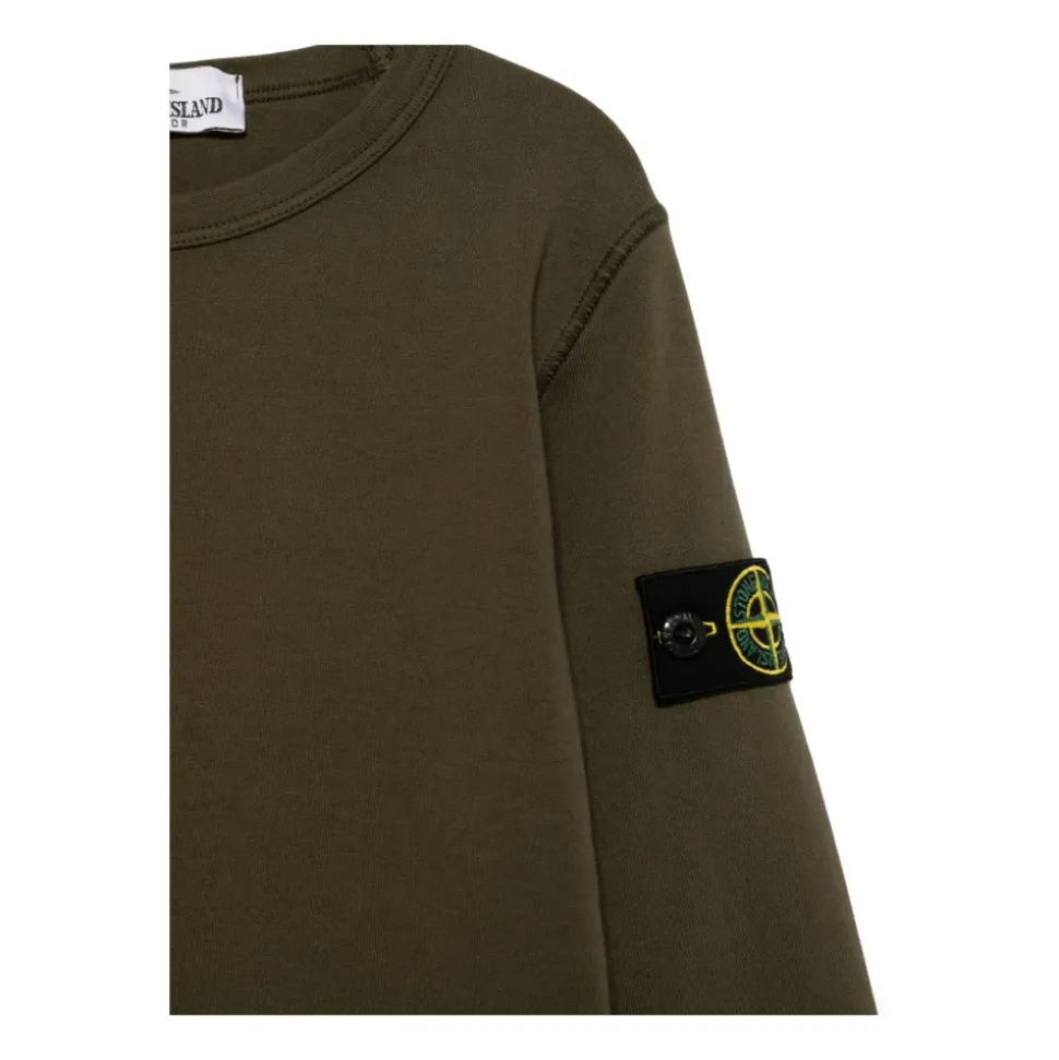 Sudadera Verde de Cuello Redondo con Insignia