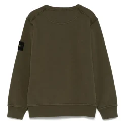Sudadera Verde de Cuello Redondo con Insignia