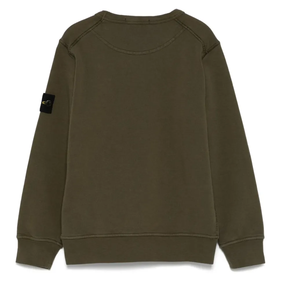 Sudadera Verde de Cuello Redondo con Insignia