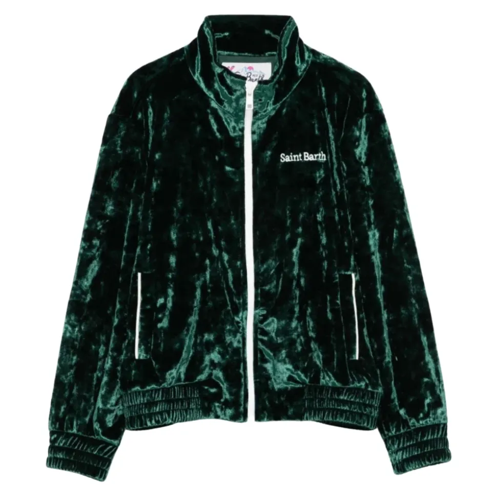 Sudadera Verde Niños Cremallera Terciopelo