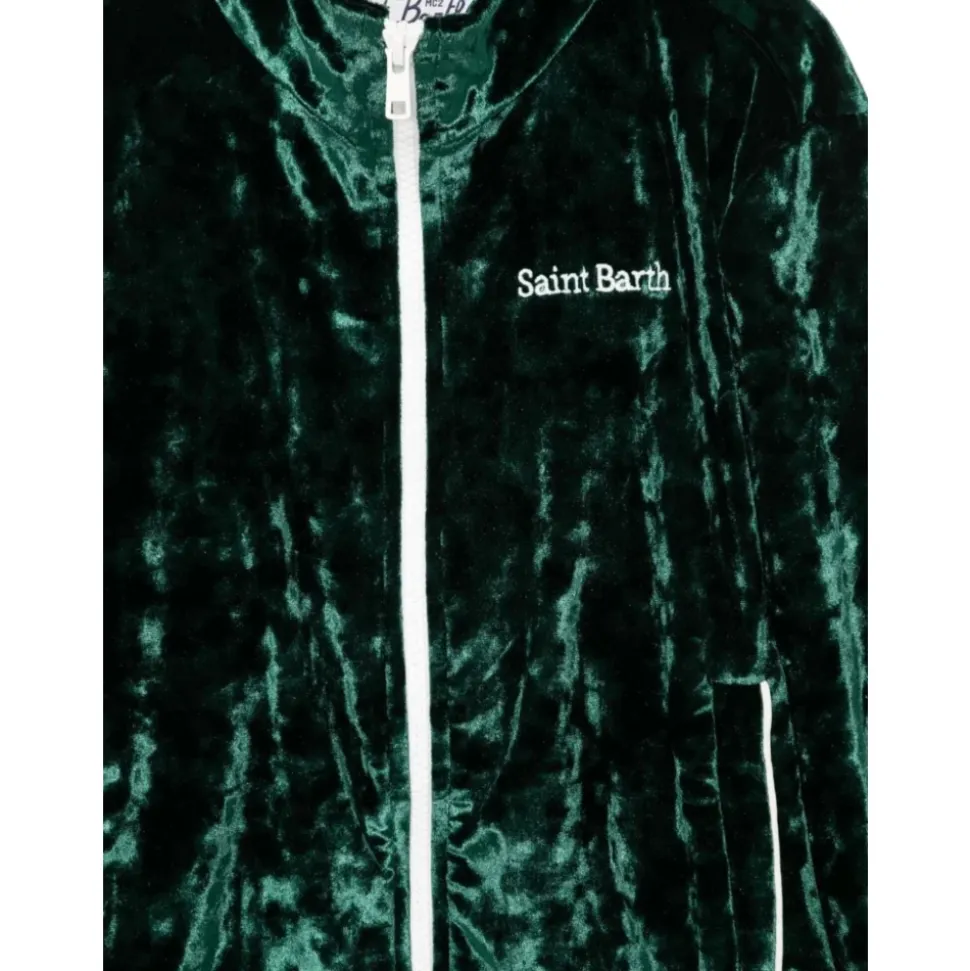 Sudadera Verde Niños Cremallera Terciopelo
