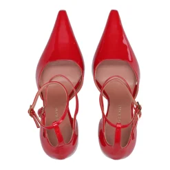 Tacones de Aguja de Cuero Rojo