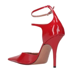 Tacones de Aguja de Cuero Rojo