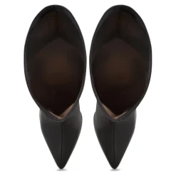 Timeless Black Leather Knee-High Boots - Sleek High Heel Footwear - Black