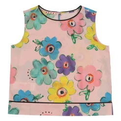 Top de algodón con estampado de flores del desierto