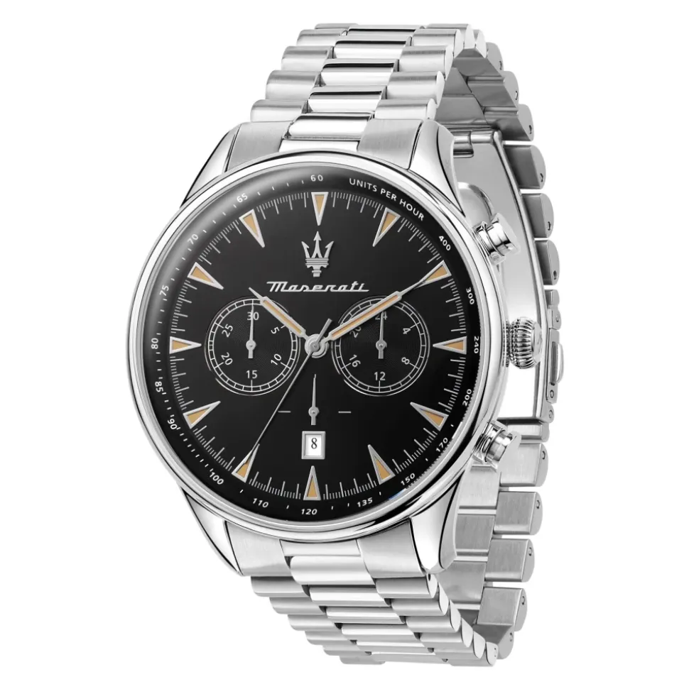 Tradizione Acero Inoxidable Ventana Fecha Reloj