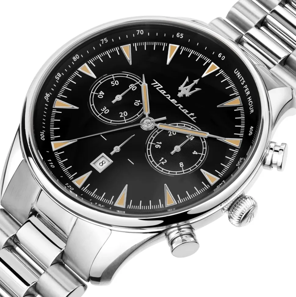 Tradizione Acero Inoxidable Ventana Fecha Reloj