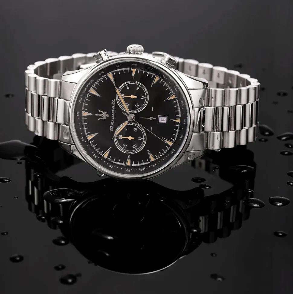 Tradizione Acero Inoxidable Ventana Fecha Reloj