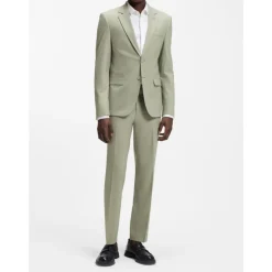 Traje de dos piezas slim-fit en popelina de mezcla de lana