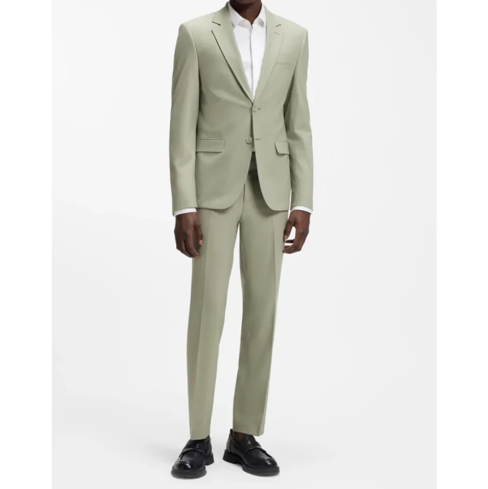 Traje de dos piezas slim-fit en popelina de mezcla de lana