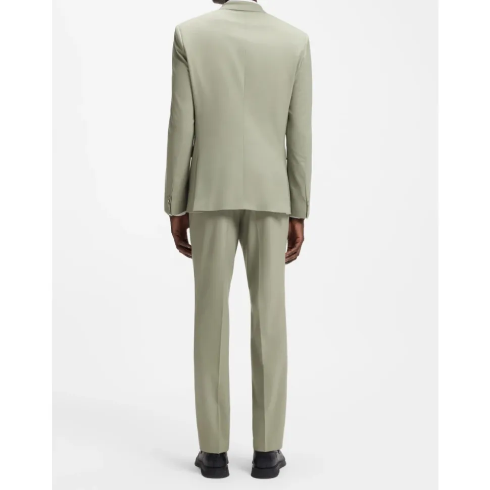 Traje de dos piezas slim-fit en popelina de mezcla de lana