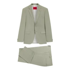 Traje de dos piezas slim-fit en popelina de mezcla de lana