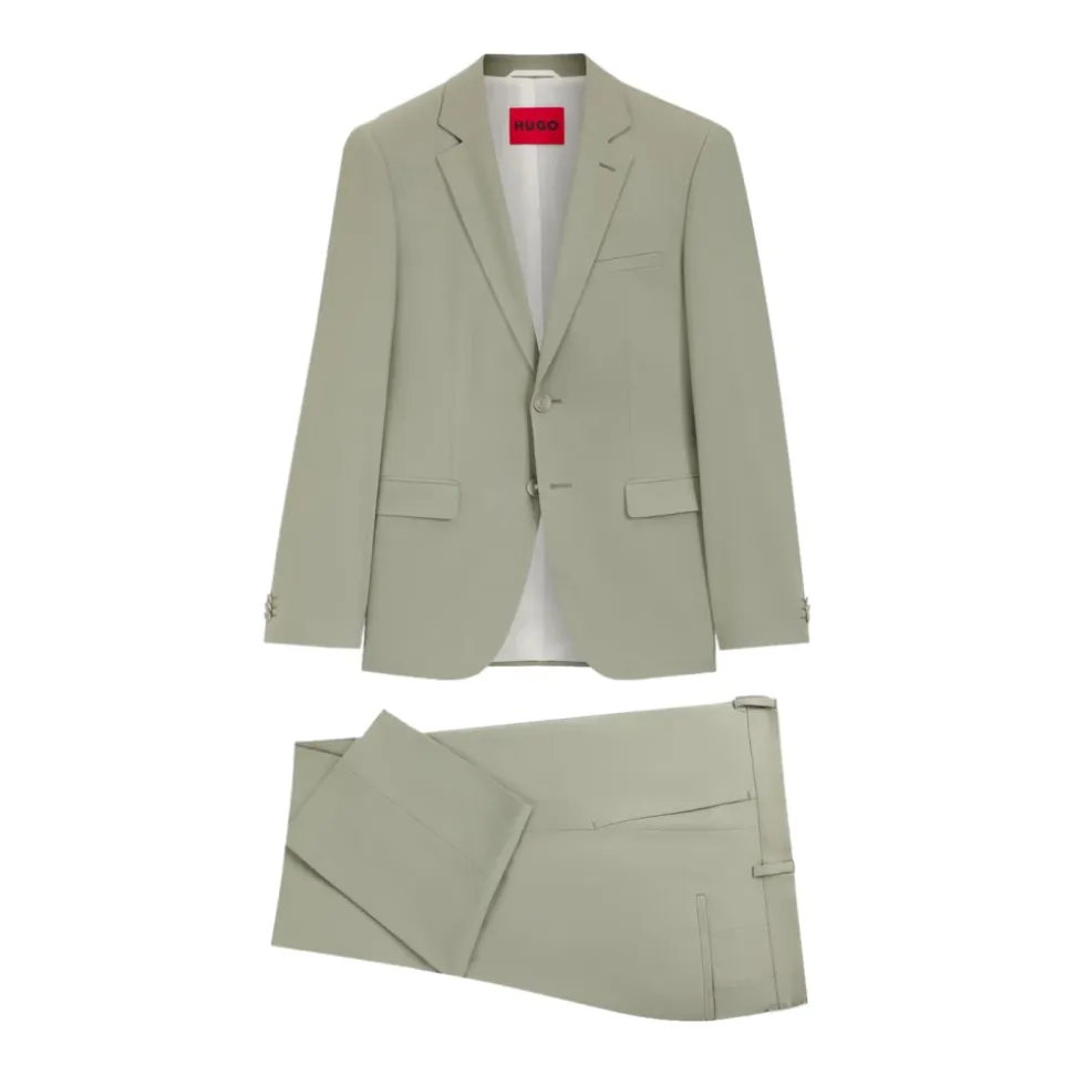 Traje de dos piezas slim-fit en popelina de mezcla de lana