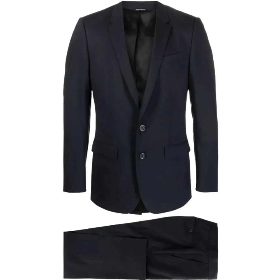 Traje de lana azul marino de corte ajustado