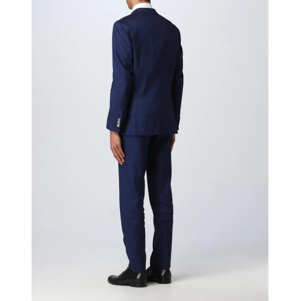 Traje de lino azul para hombre