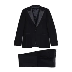 Traje de tres piezas cruzado sencillo
