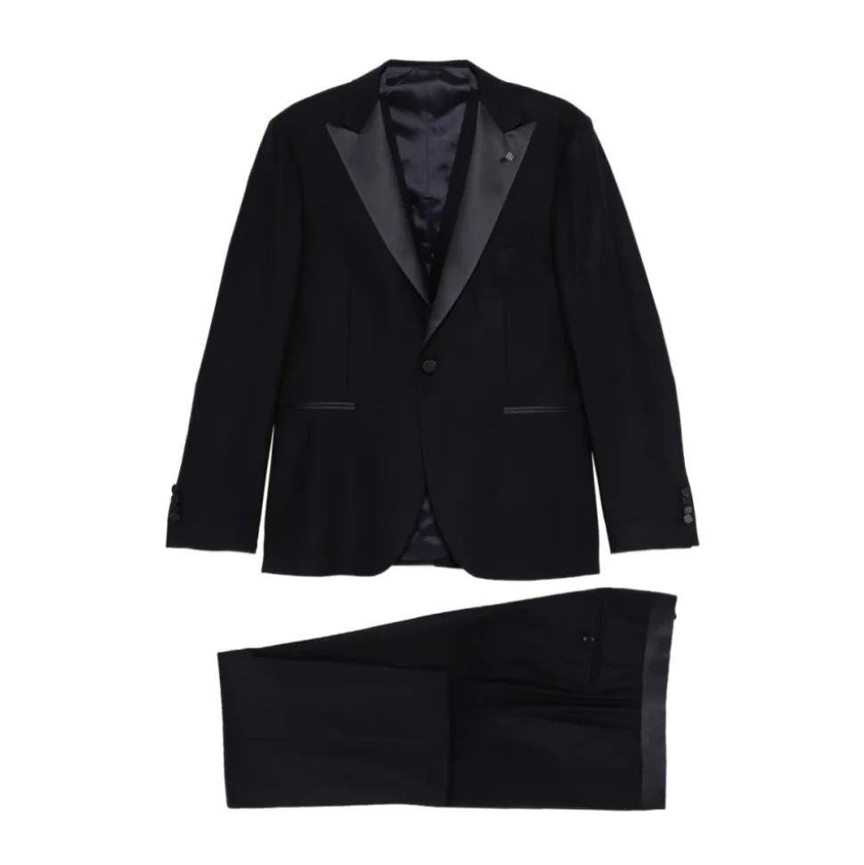 Traje de tres piezas cruzado sencillo