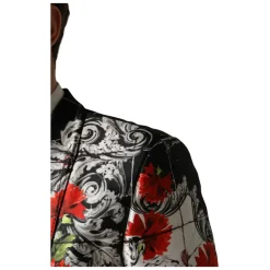 Traje formal de 3 piezas Negro Floral con 2 botones