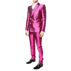Traje Rosa HighShine de Doble Botonadura