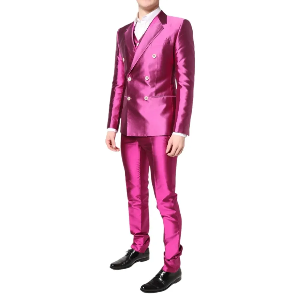 Traje Rosa HighShine de Doble Botonadura