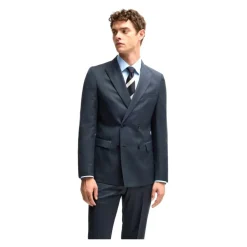 Traje Slim Fit de Lana de Doble Botonadura Azul
