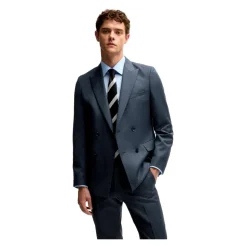 Traje Slim Fit de Lana de Doble Botonadura Azul
