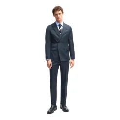 Traje Slim Fit de Lana de Doble Botonadura Azul