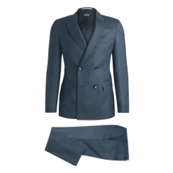 Traje Slim Fit de Lana de Doble Botonadura Azul