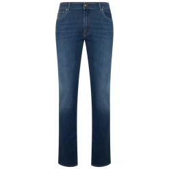 Vaqueros ajustados azul oscuro cómodos y versátiles
