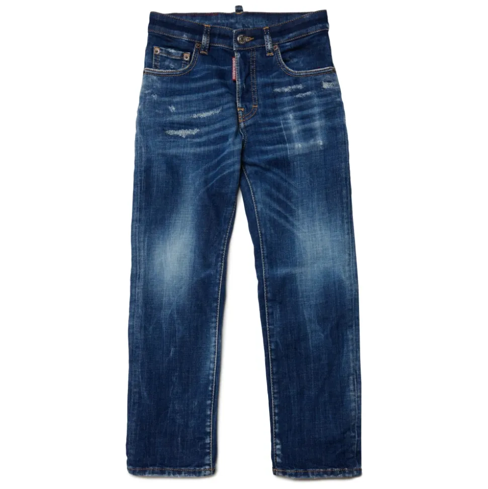 Vaqueros rectos azul sombreado con roturas - 642 Jean