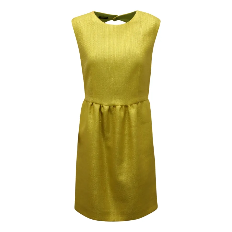 Vestido Amarillo Texturizado con Cremallera Trasera