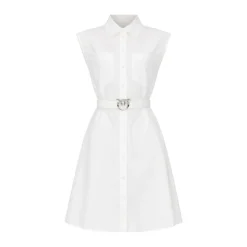 Vestido Camisero de Algodón Acanalado