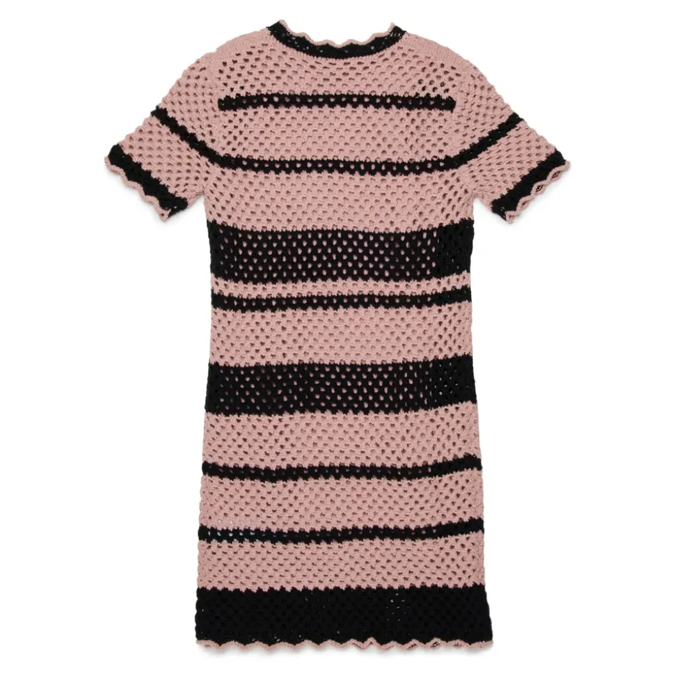 Vestido Casual de Rayas a Crochet