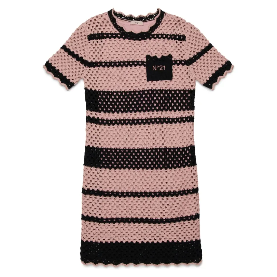 Vestido Casual de Rayas a Crochet