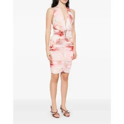 Vestido con corpiño fruncido y cuello en V
