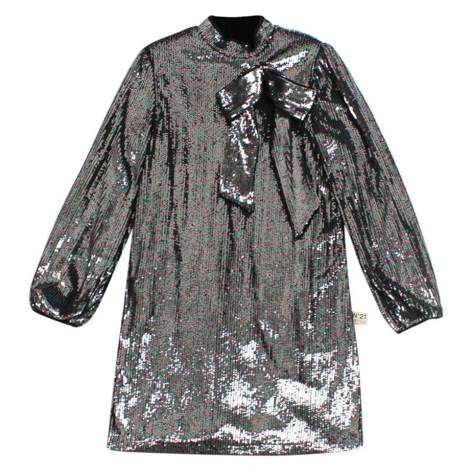 Vestido de Lentejuelas con Lazo Lateral Extraíble