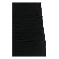 Vestido Largo con Escote Halter y Abertura Fruncido