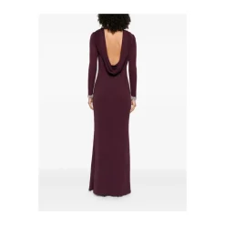 Vestido Largo con Puños Adornados