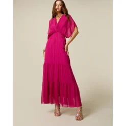 Vestido Largo en Voile de Mezcla de Seda