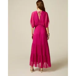 Vestido Largo en Voile de Mezcla de Seda
