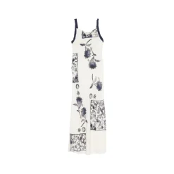 Vestido Largo Estampado con Cuello Drapeado