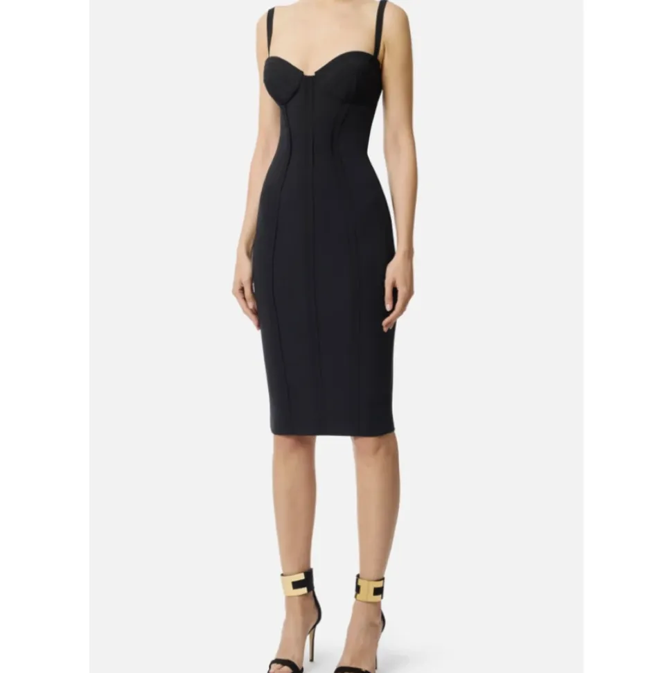 Vestido Ligero de Crepé con Tejido de Corte en Vivo