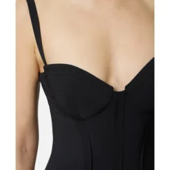 Vestido Ligero de Crepé con Tejido de Corte en Vivo