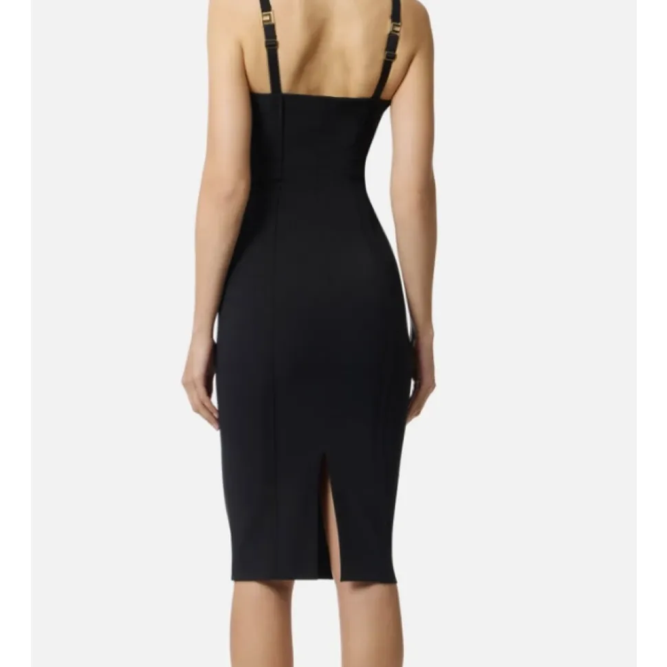 Vestido Ligero de Crepé con Tejido de Corte en Vivo