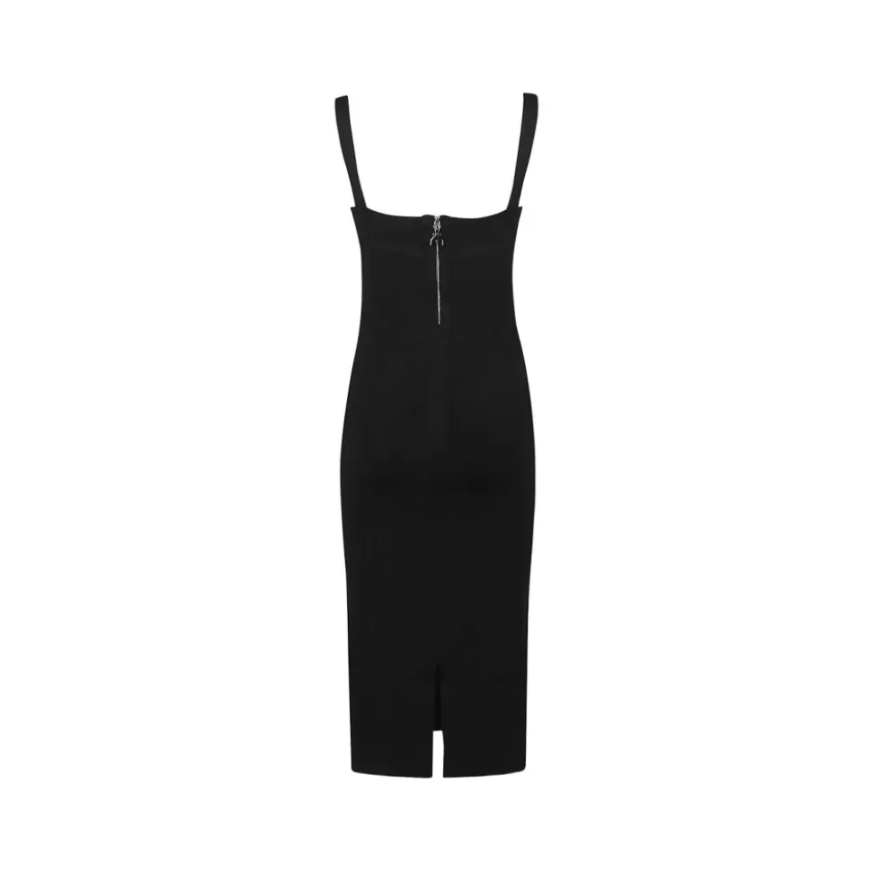 Vestido Midi Ajustado de Punto Jacquard