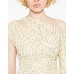 Vestido Midi Fruncido con Pedrería